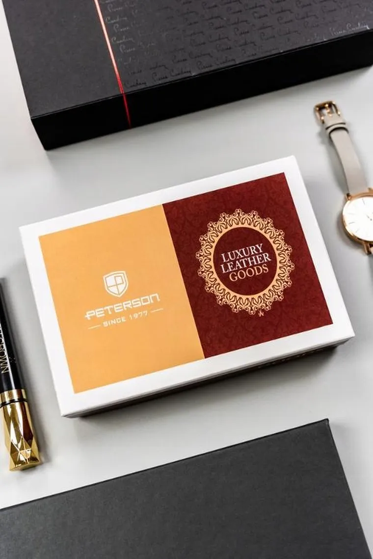 Portfel, czerwony, skórzany, Peterson