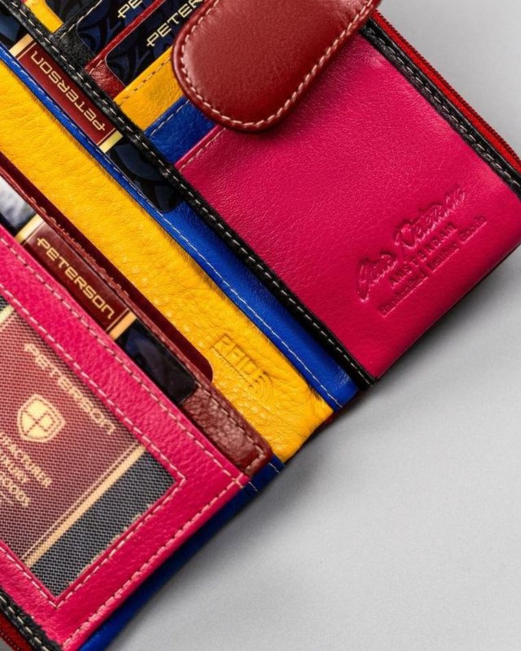 Portfel, czerwony, skórzany, Peterson