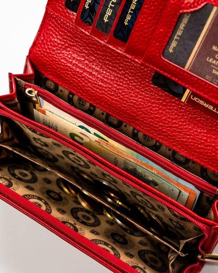 Portfel, czerwony, skórzany, Peterson