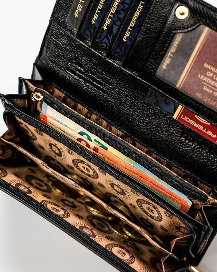 Portfel, czerwony, skórzany, Peterson