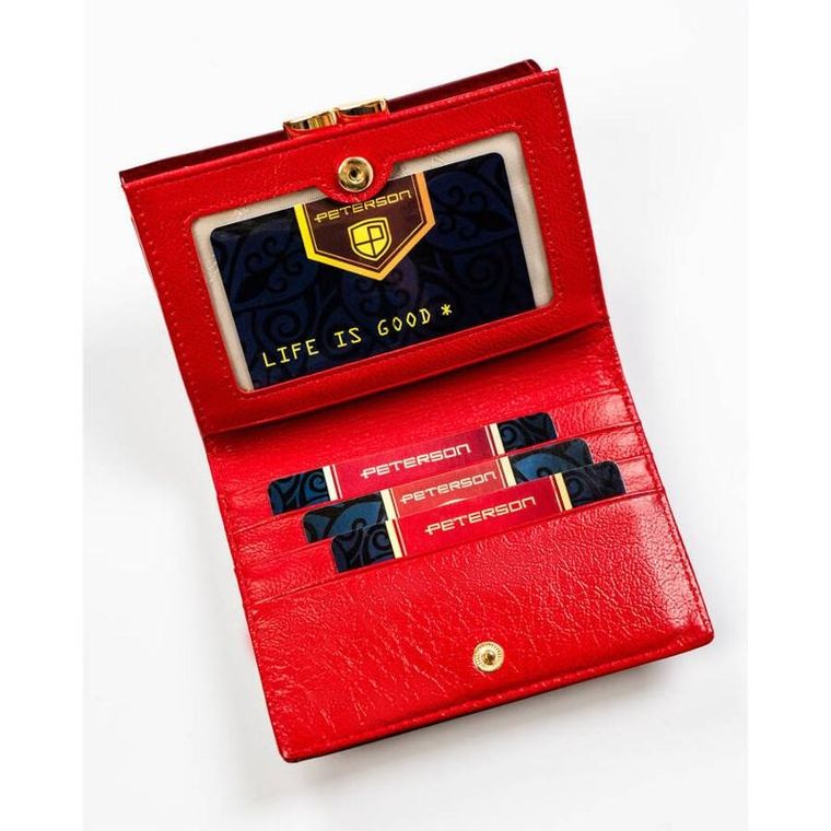 Portfel, czerwony, skórzany, Peterson