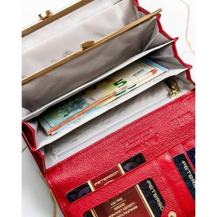 Portfel, czerwony, skórzany, Peterson