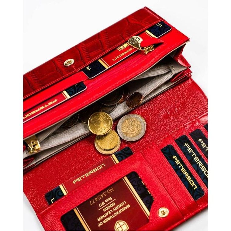 Portfel, czerwony, skórzany, Peterson