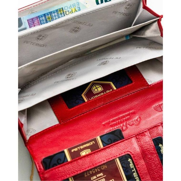 Portfel, czerwony, skórzany, Peterson