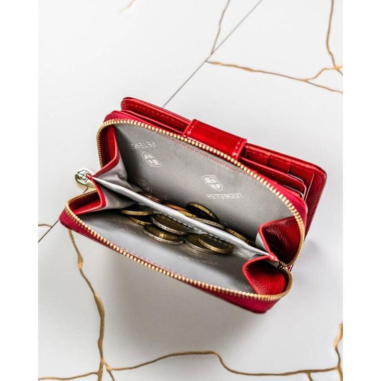 Portfel, czerwony, skórzany, Peterson