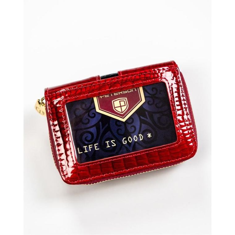 Portfel, czerwony, skórzany, Peterson
