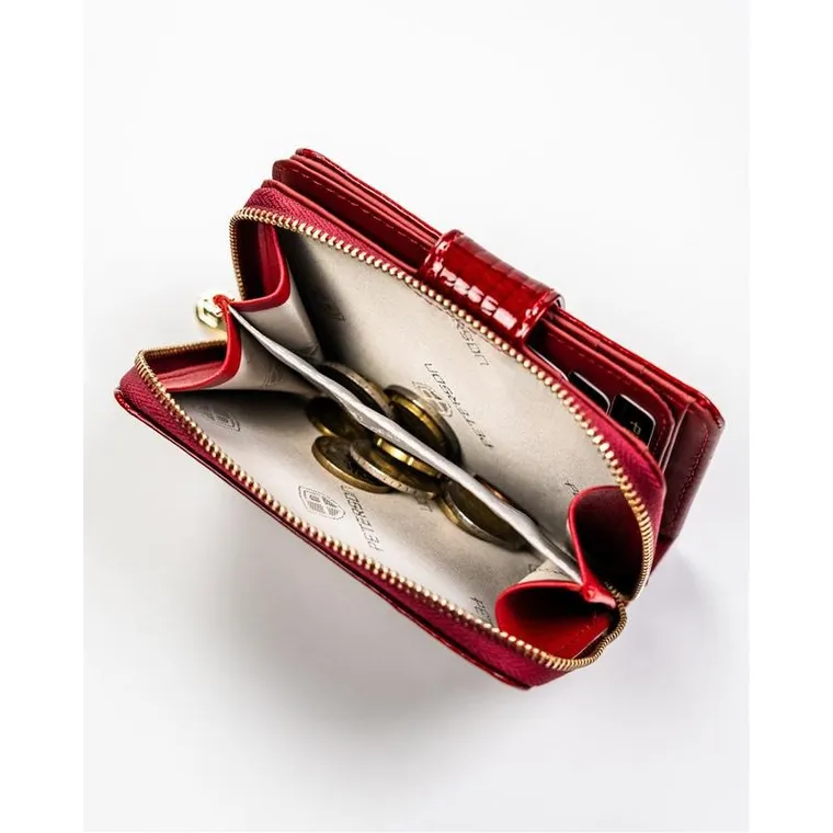 Portfel, czerwony, skórzany, Peterson