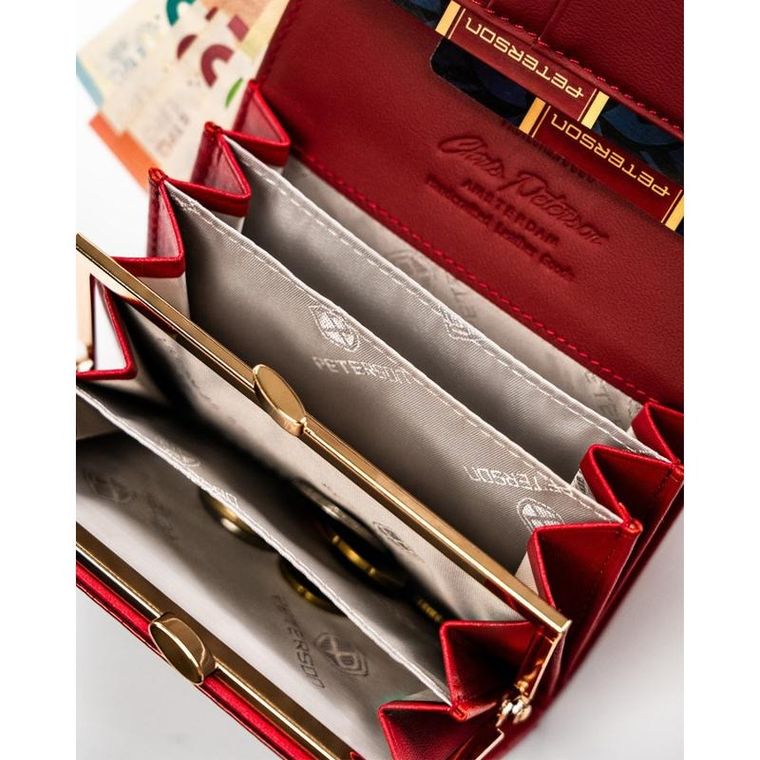 Portfel, czerwony, skórzany, Peterson