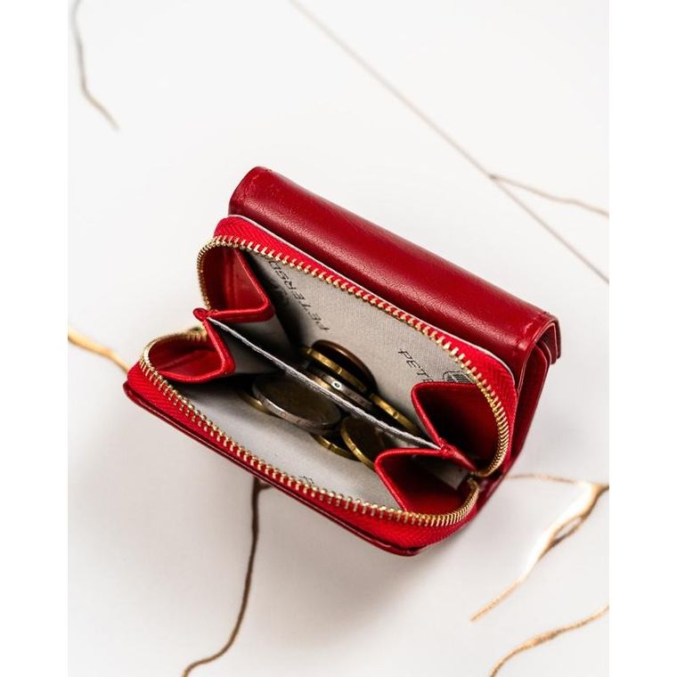 Portfel, czerwony, skórzany, Peterson