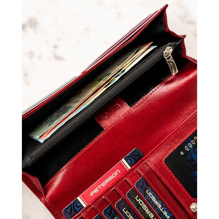 Portfel, czerwony, skórzany, Peterson