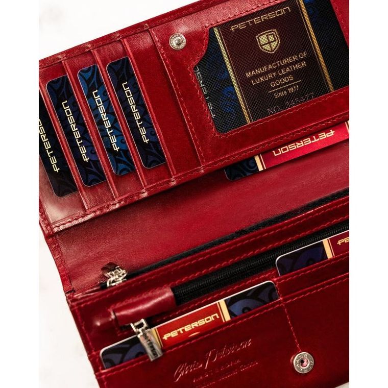 Portfel, czerwony, skórzany, Peterson