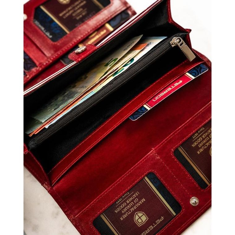 Portfel, czerwony, skórzany, Peterson