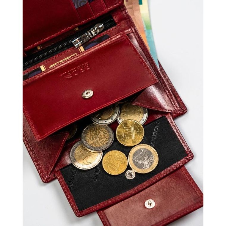 Portfel, czerwony, skórzany, Peterson