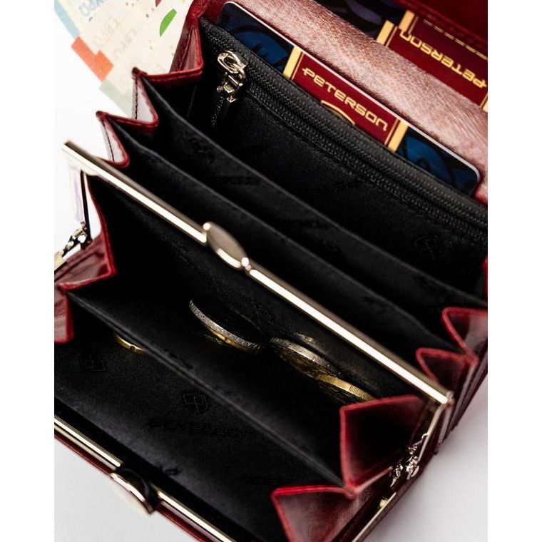 Portfel, czerwony, skórzany, Peterson
