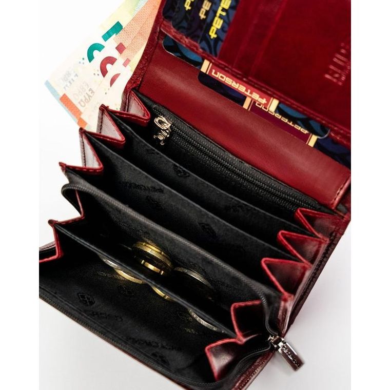 Portfel, czerwony, skórzany, Peterson