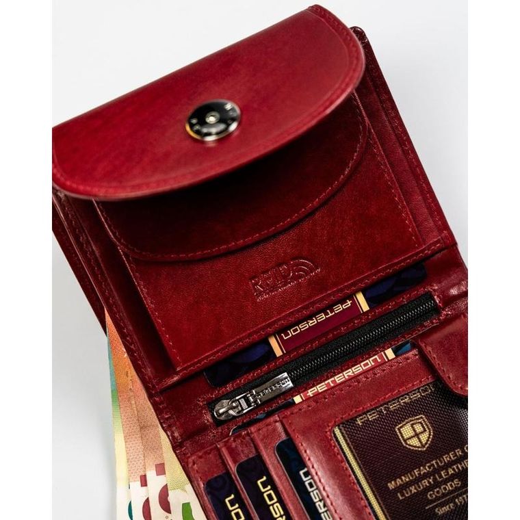 Portfel, czerwony, skórzany, Peterson