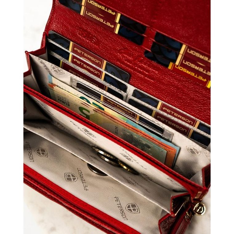 Portfel, czerwony, skórzany, Peterson