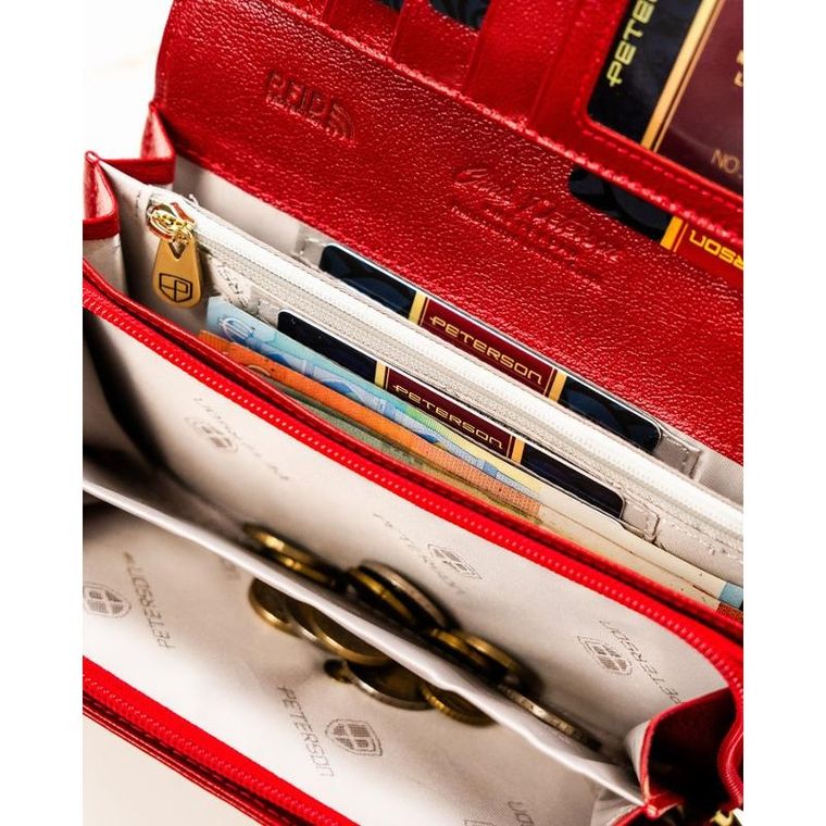 Portfel, czerwony, skórzany, Peterson