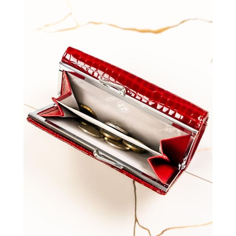 Portfel, czerwony, skórzany, Peterson