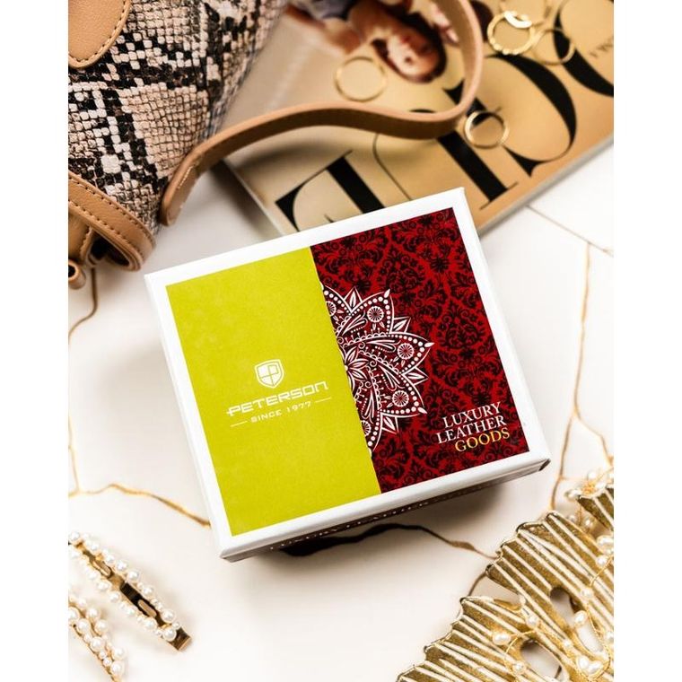 Portfel, czerwony, skórzany, Peterson