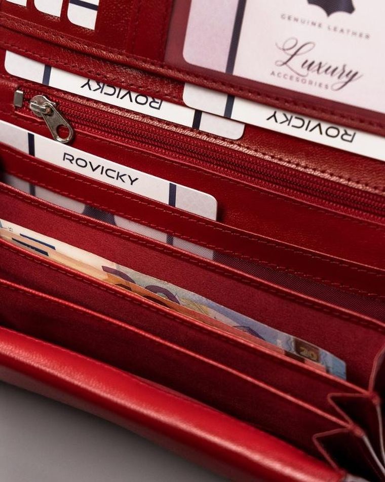 Portfel, czerwony, skórzany, RFID, Cavaldi