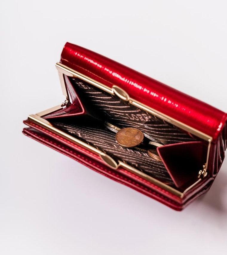 Portfel, czerwony, skórzany, RFID, Lorenti