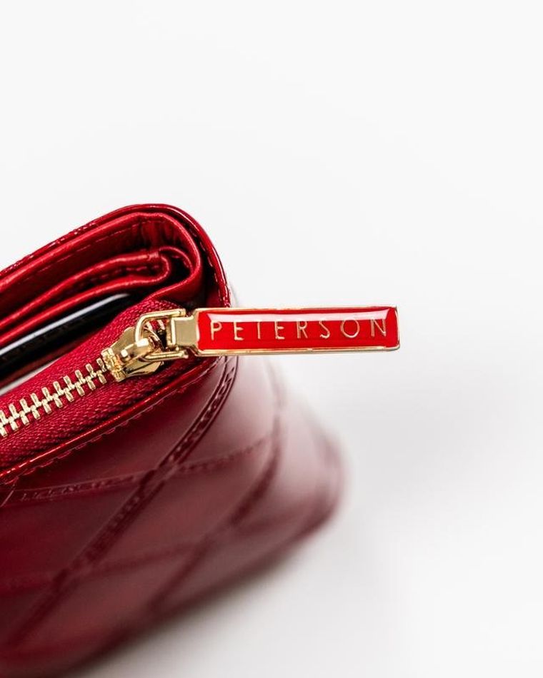 Portfel, czerwony, skórzany, RFID, Peterson