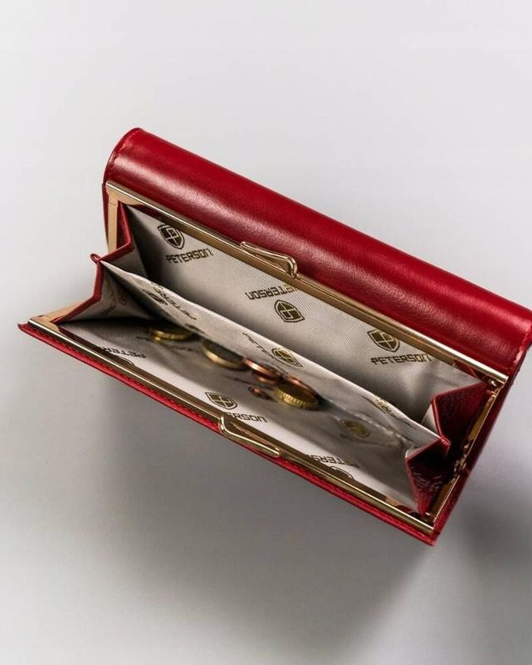 Portfel, czerwony, skórzany, RFID, Peterson
