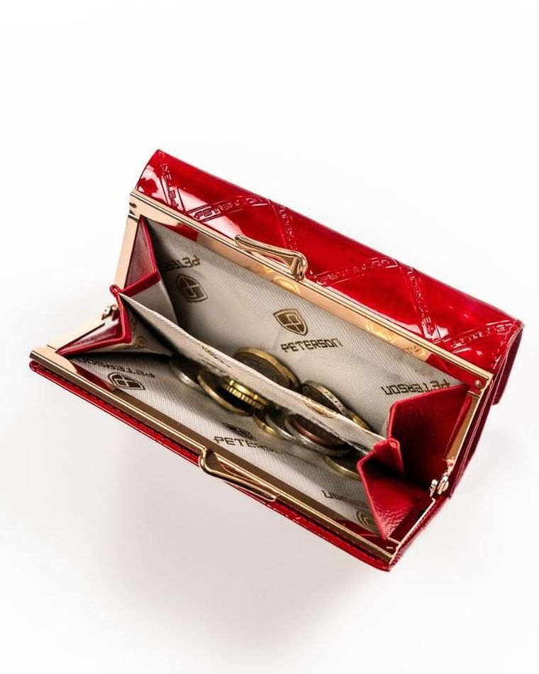 Portfel, czerwony, skórzany, RFID, Peterson
