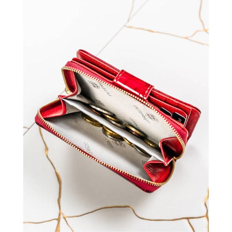 Portfel, czerwony, skórzany, RFID, Peterson