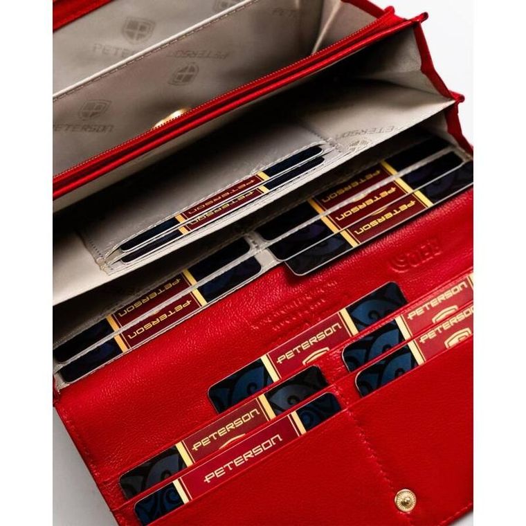 Portfel, czerwony, skórzany, RFID, Peterson