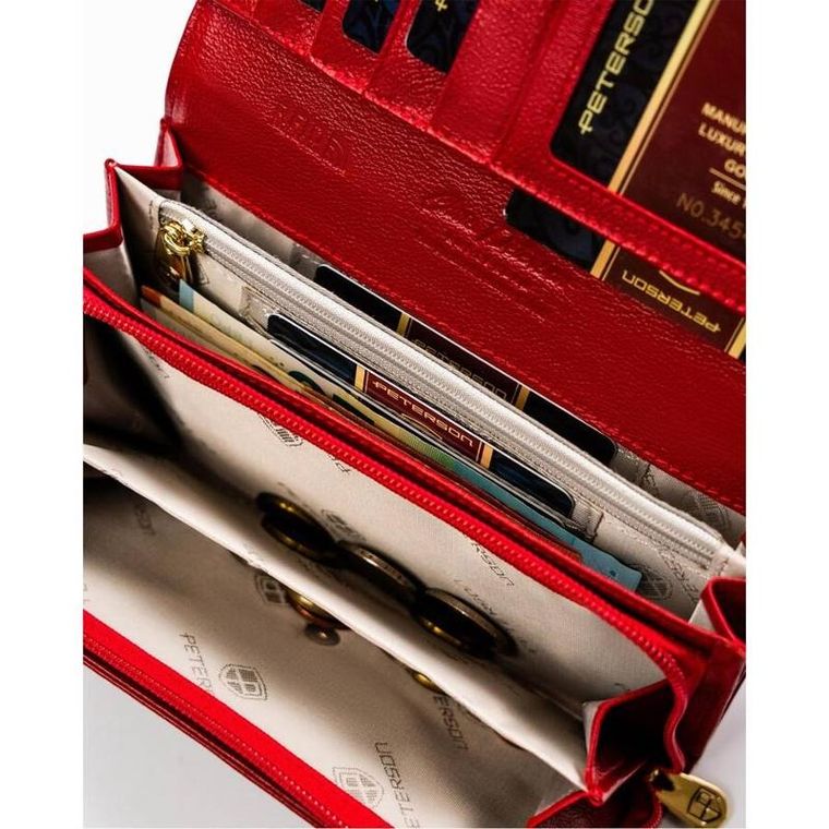 Portfel, czerwony, skórzany, RFID, Peterson