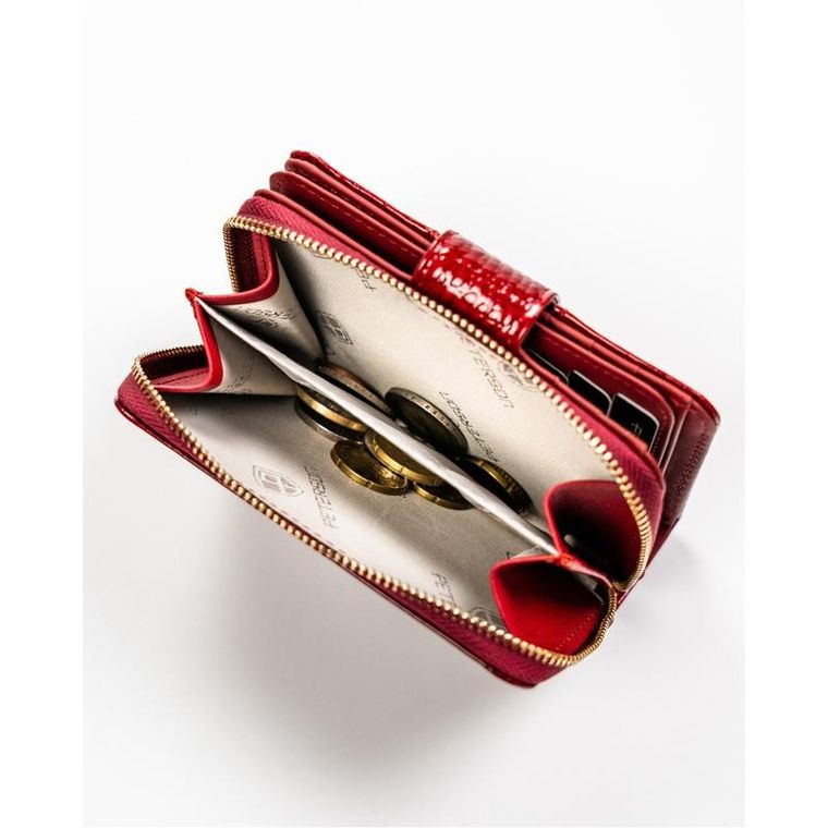 Portfel, czerwony, skórzany, RFID, Peterson