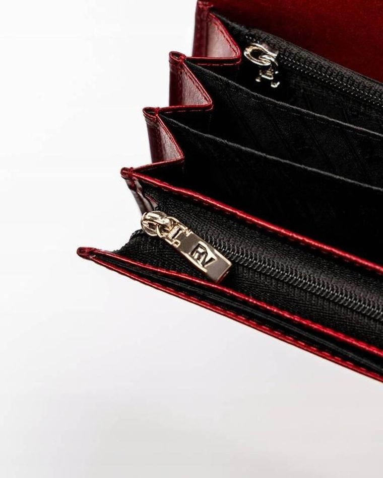 Portfel, czerwony, skórzany, RFID, Rovicky