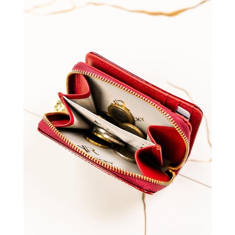 Portfel, czerwony, skórzany, RFID, Rovicky