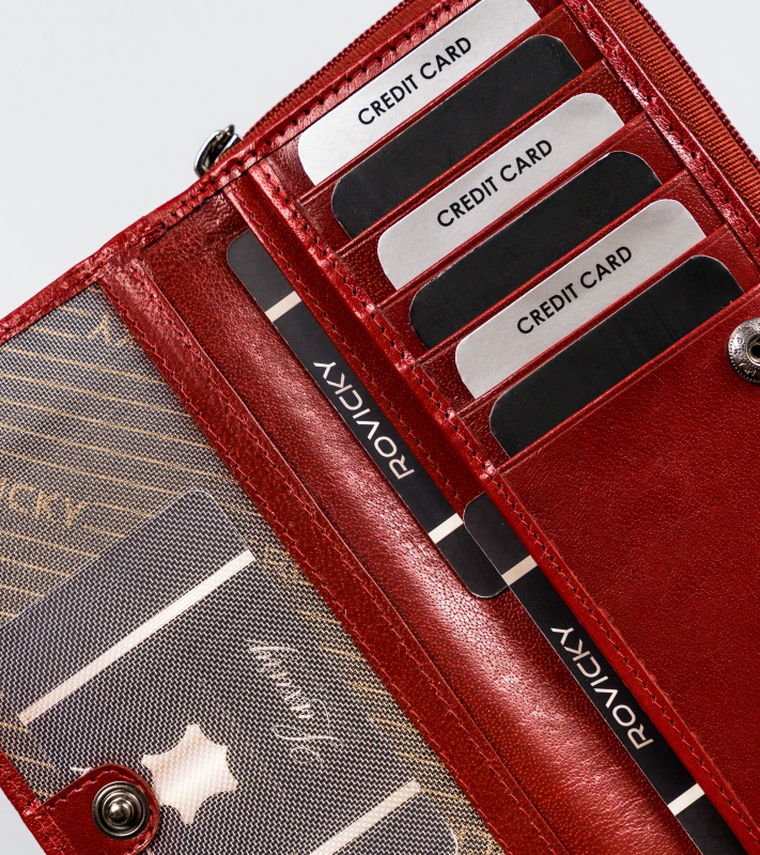 Portfel, czerwony, skórzany, Rovicky