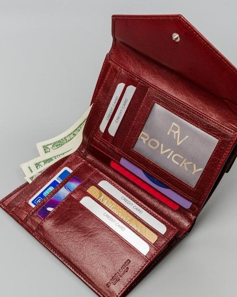 Portfel, czerwony, skórzany, Rovicky