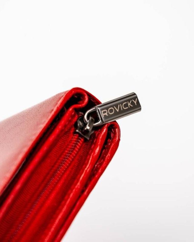 Portfel, czerwony, skórzany, Rovicky