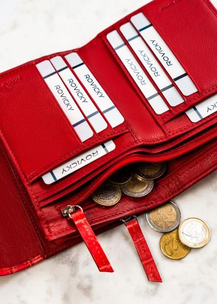 Portfel, czerwony, skórzany, Rovicky