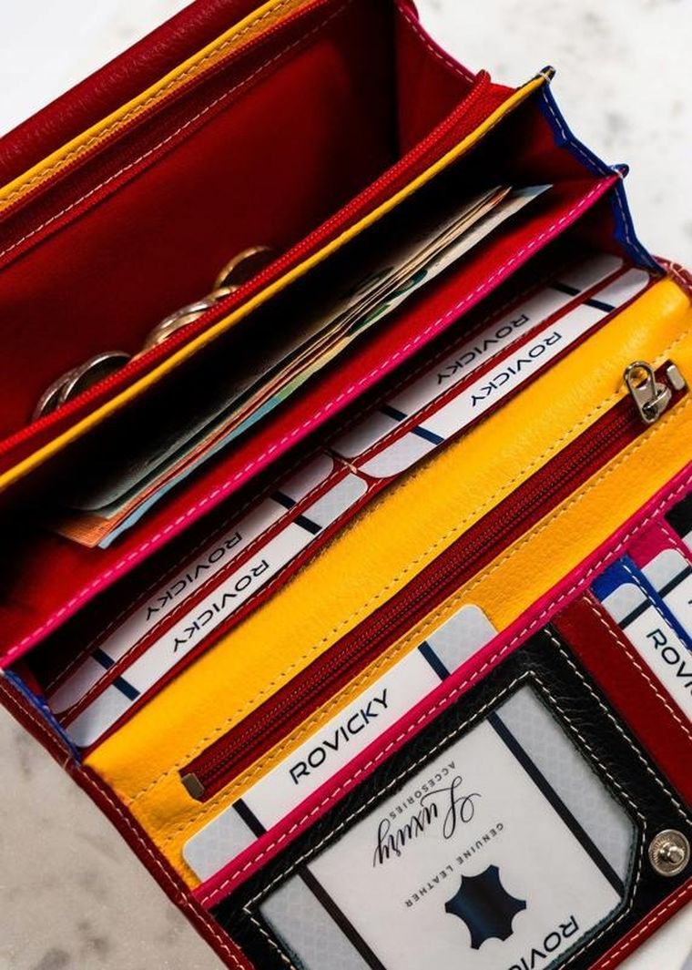 Portfel, czerwony, skórzany, Rovicky