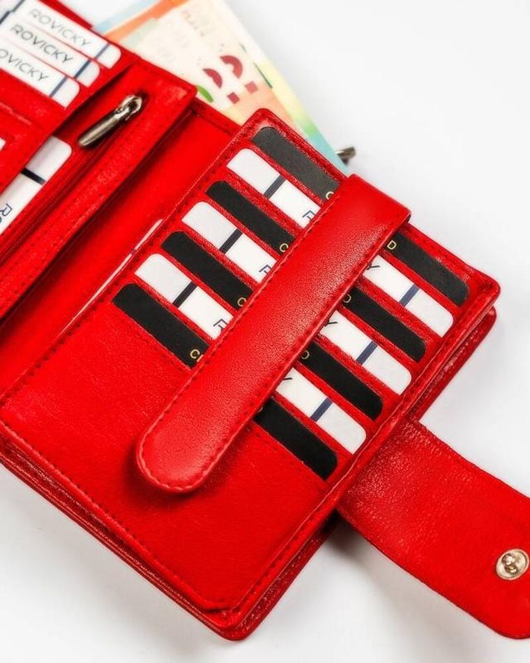 Portfel, czerwony, skórzany, Rovicky