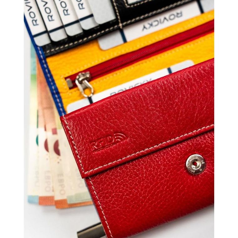 Portfel, czerwony, skórzany, Rovicky
