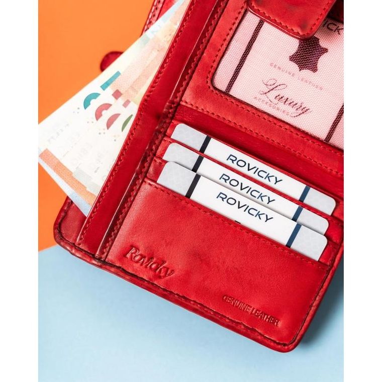Portfel, czerwony, skórzany, Rovicky