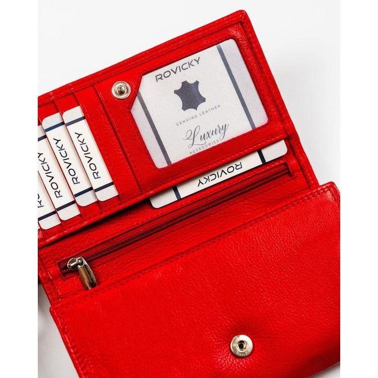 Portfel, czerwony, skórzany, Rovicky