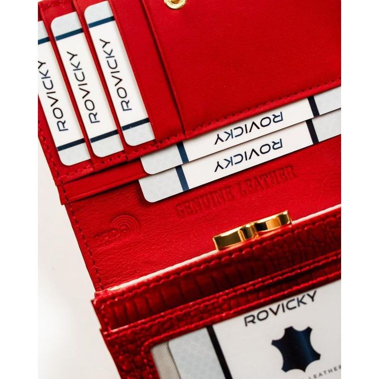 Portfel, czerwony, skórzany, Rovicky