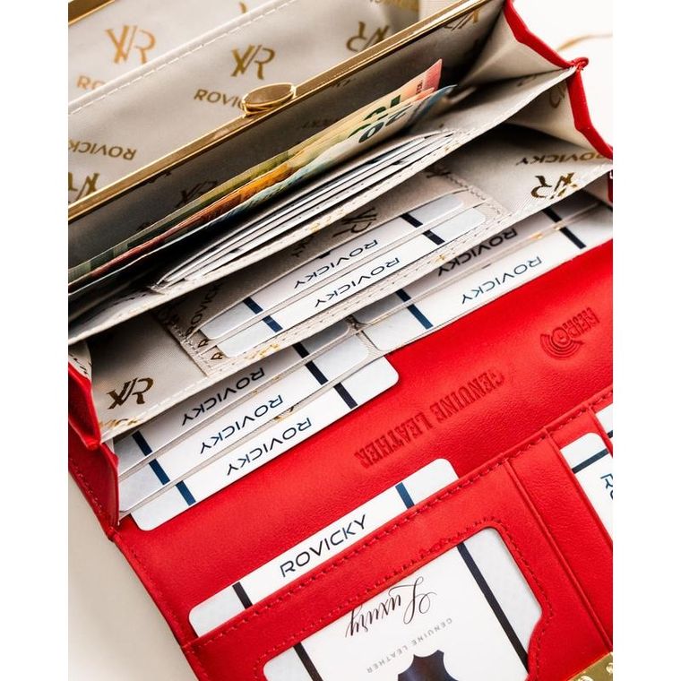 Portfel, czerwony, skórzany, Rovicky