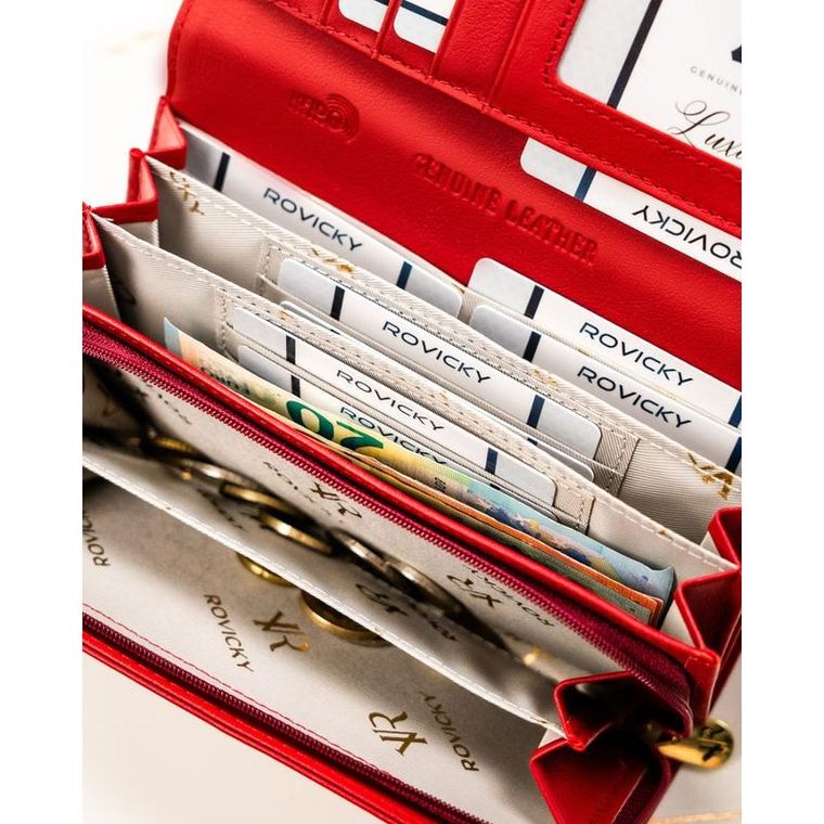 Portfel, czerwony, skórzany, Rovicky