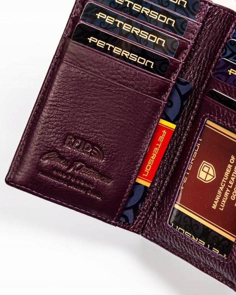 Portfel, fioletowy, skórzany, Peterson
