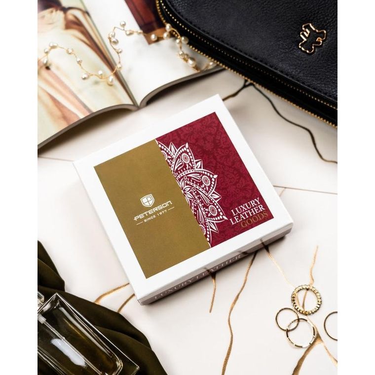 Portfel, fioletowy, skórzany, RFID, Peterson