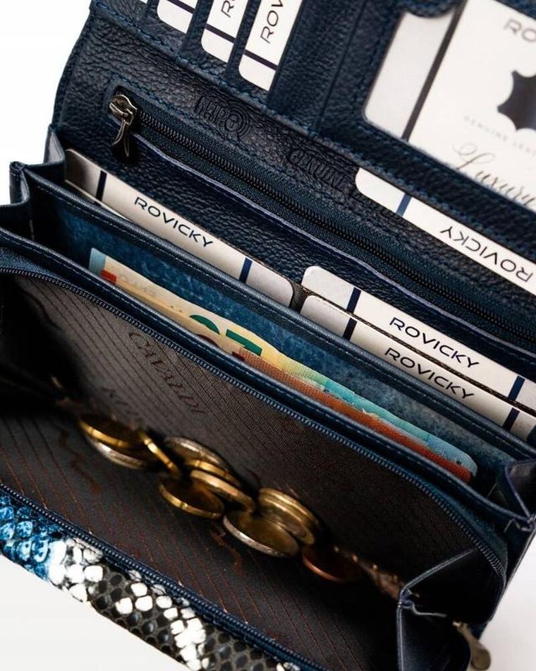 Portfel, granatowy, skóra ekologiczna, Cavaldi